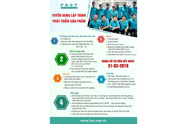 FAST tuyển lập trình phát triển sản phẩm làm việc tại Tp. HCM (hết ...