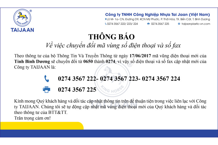 TB] Về việc thay đổi mã vùng điện thoại và mã số fax theo thông tư ...