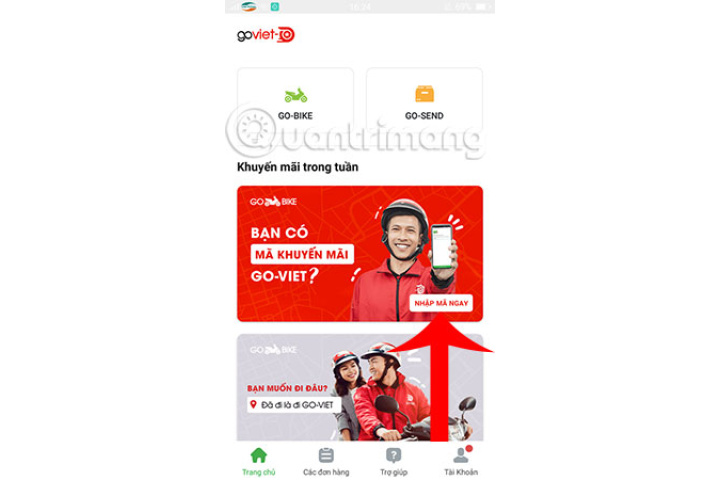 Cách nhập mã khuyến mãi trên Go viet - Quantrimang.com