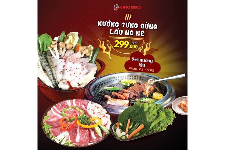 King BBQ khuyến mại tới 40% lẩu nướng chỉ 100k/người