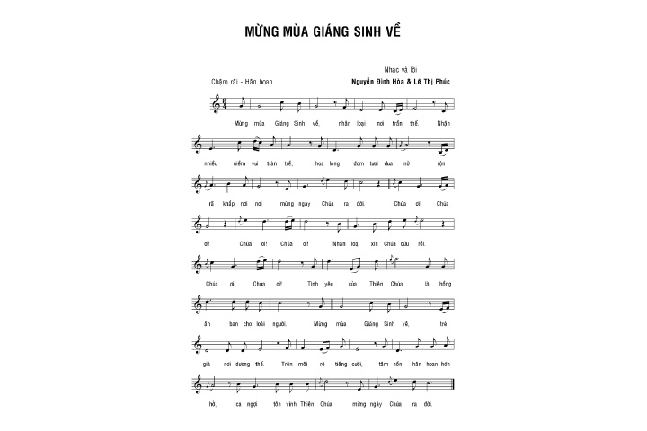 Sheet nhạc bài Mừng mùa Giáng sinh về - Hợp Âm Việt