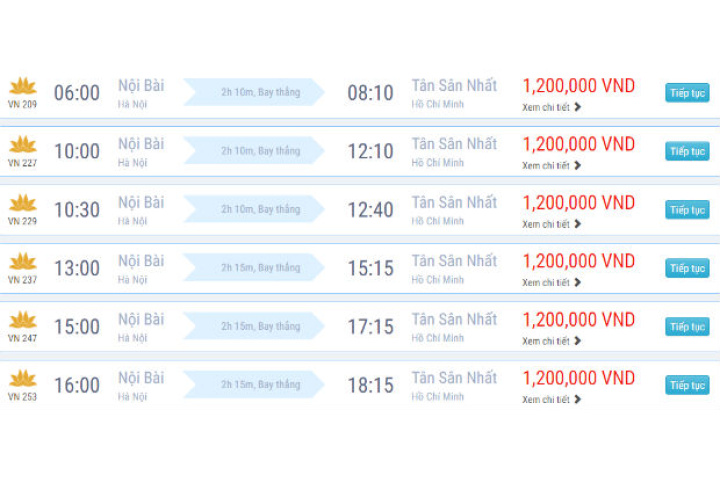 Bay từ Hà Nội vào Sài Gòn mất bao lâu?