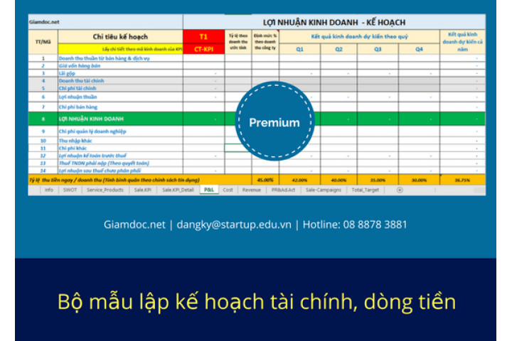 Kế hoạch tài chính kinh doanh và dòng tiền.