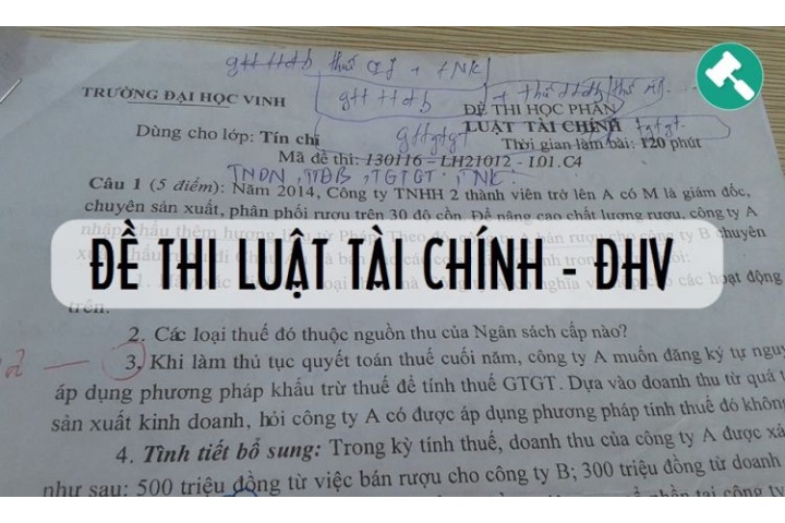 Tổng hợp đề thi môn luật tài chính - Khoa luật - Đại học Vinh