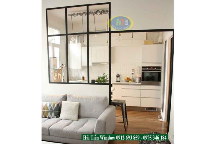 Vách ngăn kính phòng khách và bếp giá rẻ, đẹp tại Hà Nội