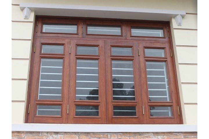 Cửa sổ kính khung gỗ tự nhiên 4 cánh