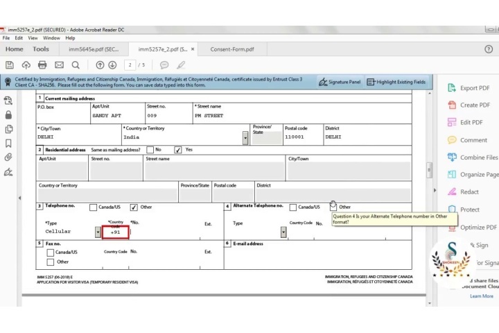 Canada Visitor Visa Form 5257 B Canada Visitor Visa Form 5257 B