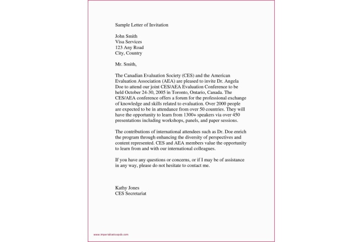 Canada Visitor Visa Invitation Letter Sample