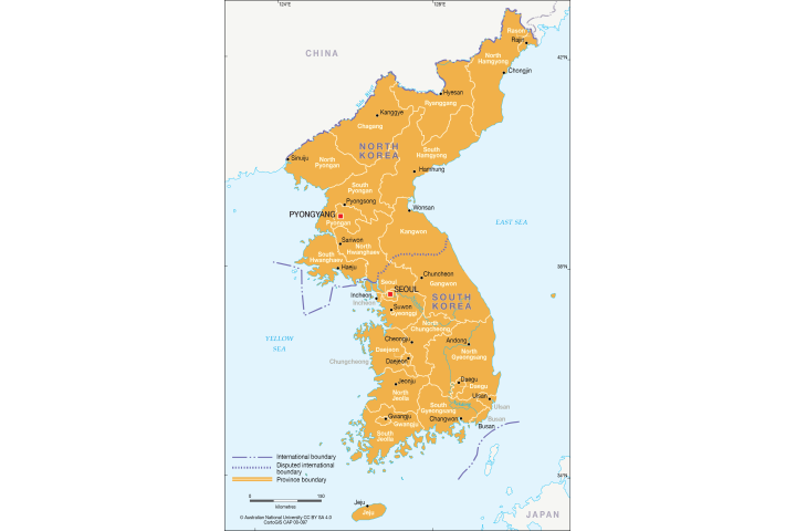 North and South Korea - Provincial map - CartoGIS Services ...