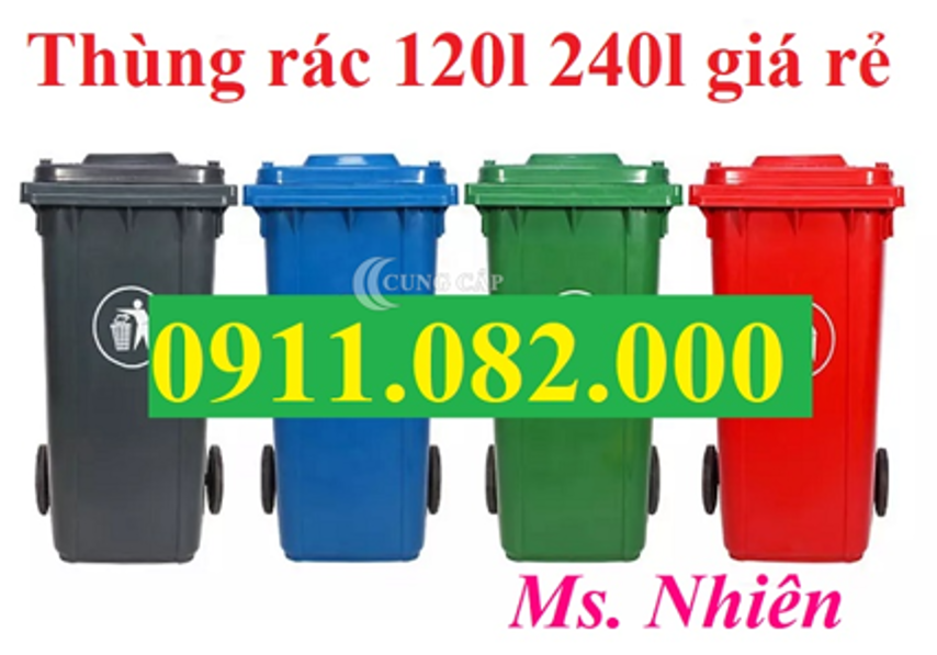 Thùng rác 120l 240l 660l giá tốt- thùng rác giá rẻ tại tiền giang-lh 0911082000