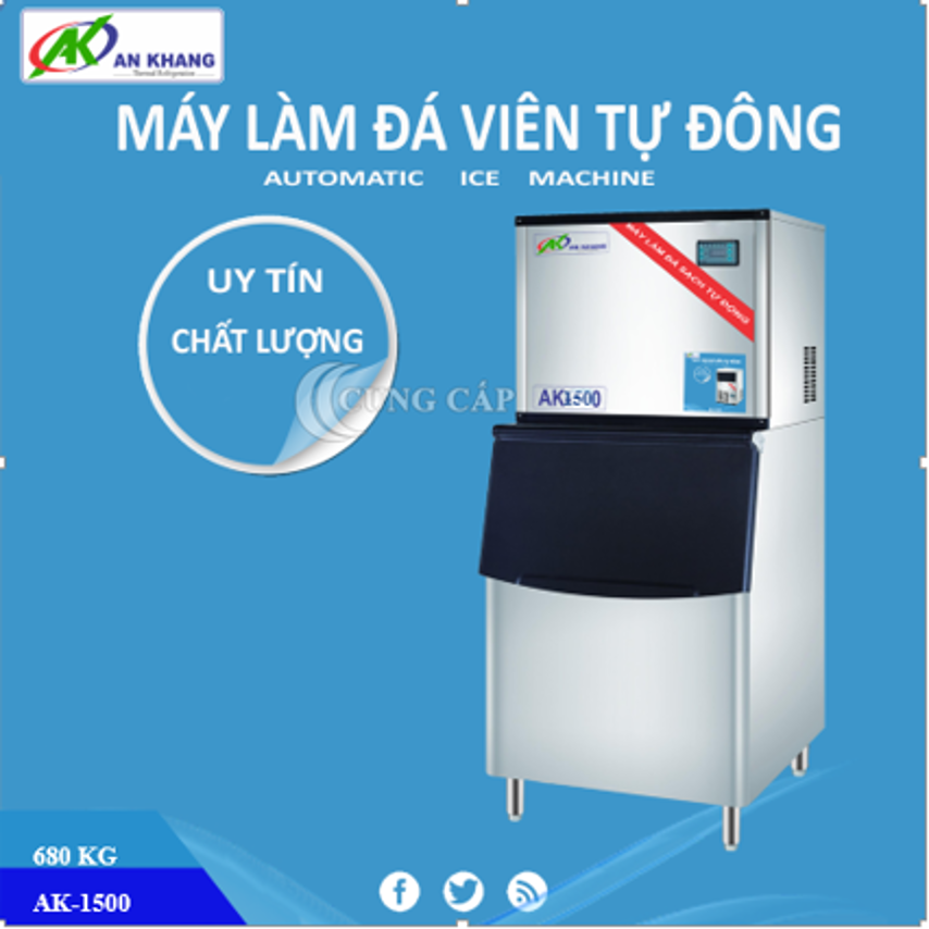 Máy đá viên khối lượng 680kg/24h model AK1500