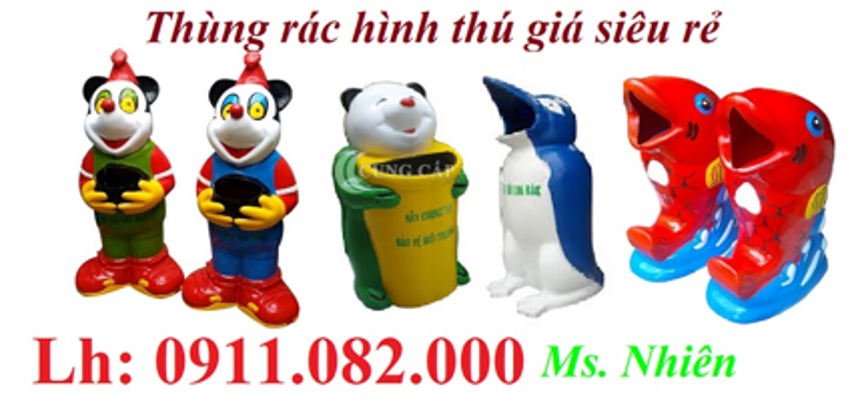 Cung cấp thùng rác hình thú giá rẻ, thùng rác 120l 240l 660l giá sỉ tại an giang- lh 0911082000