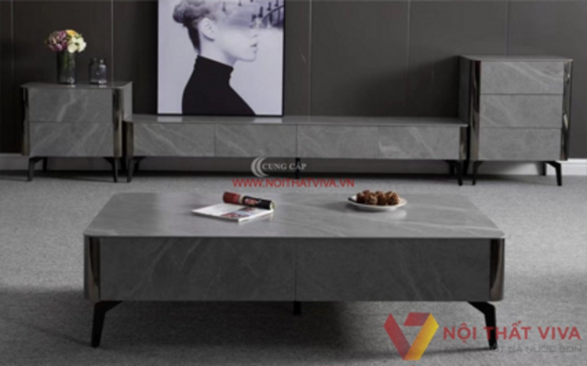 Bàn Trà Sofa Gỗ Mặt Đá và Kệ Tivi Phòng Khách Hiện Đại Sang Trọng