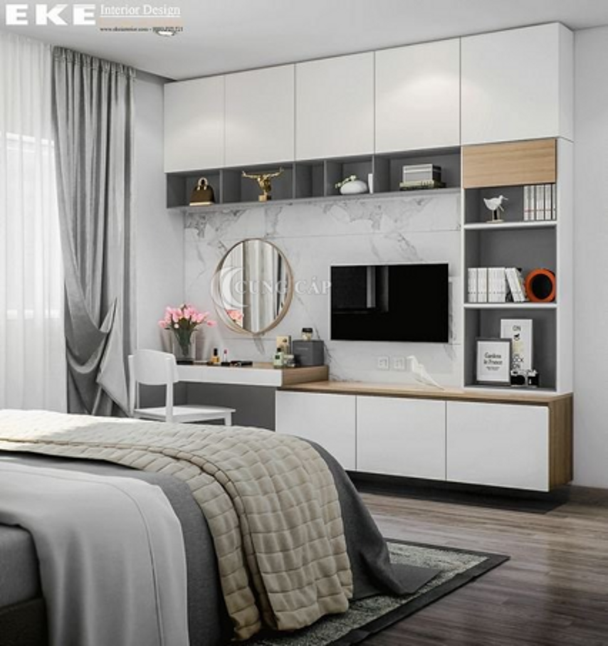 Gợi ý những cách trang trí kệ tivi trong phòng ngủ ấn tượng